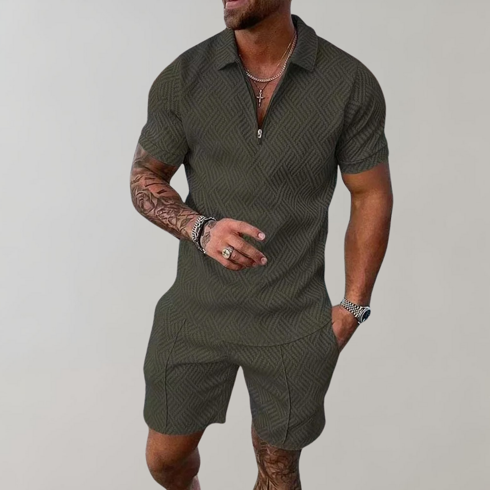 Classic Zip Up Golf Shorts Set
