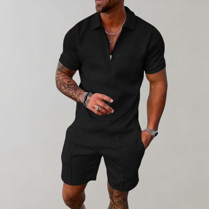 Mens Casual Shorts Polo Shirt Set