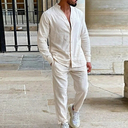 Men's Casual Lounge Set - Soft Shirt & Pants