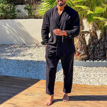 Men's Casual Lounge Set - Soft Shirt & Pants - EasyApparels