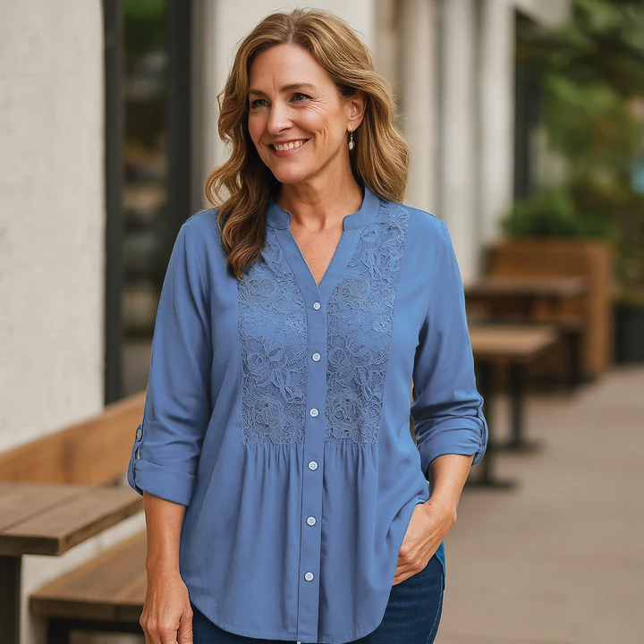 Feminine Ruffle Front Loose Top