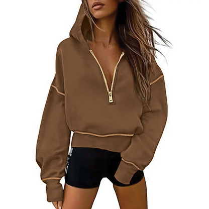 Fashionable Full-Zip Hooded Sweatshirt for Women