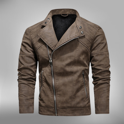 Men's Synthetic Leather Slim Fit Jacket