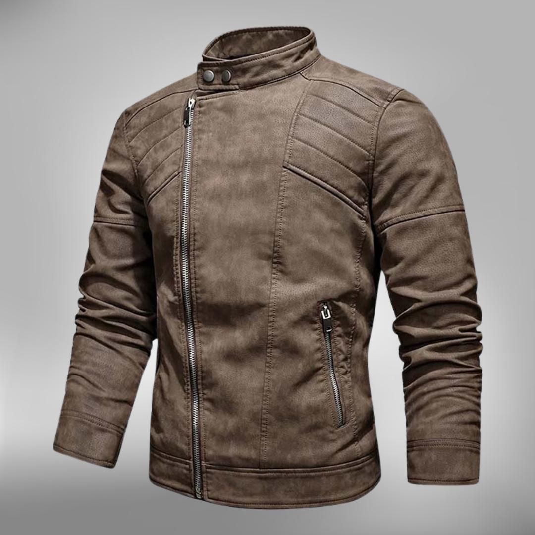 Men's Synthetic Leather Slim Fit Jacket - EasyApparels