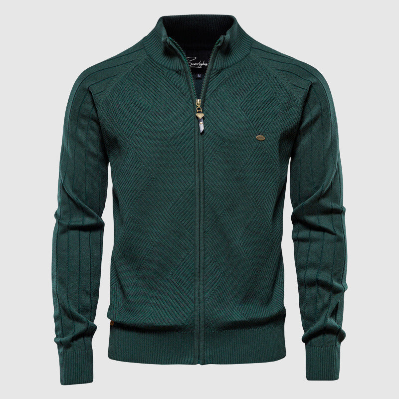 Men's Knit Crew Neck Zip Sweater