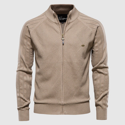 Men's Knit Crew Neck Zip Sweater - Vossary