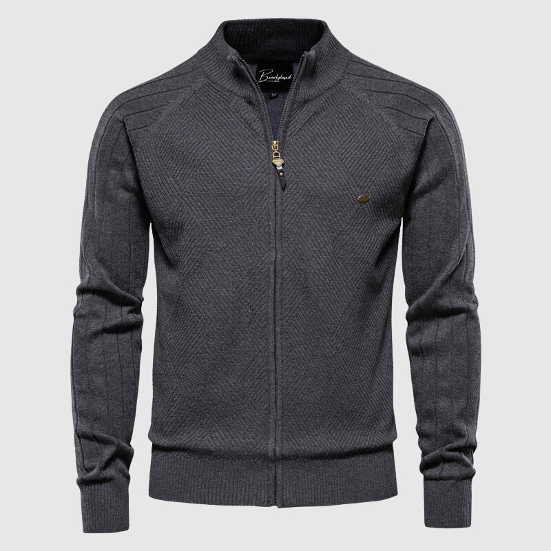 Men's Knit Crew Neck Zip Sweater