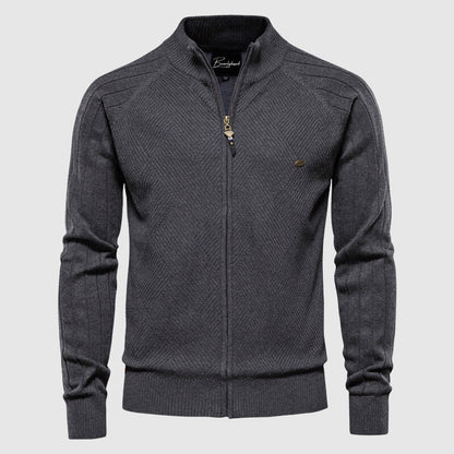 Men's Knit Crew Neck Zip Sweater