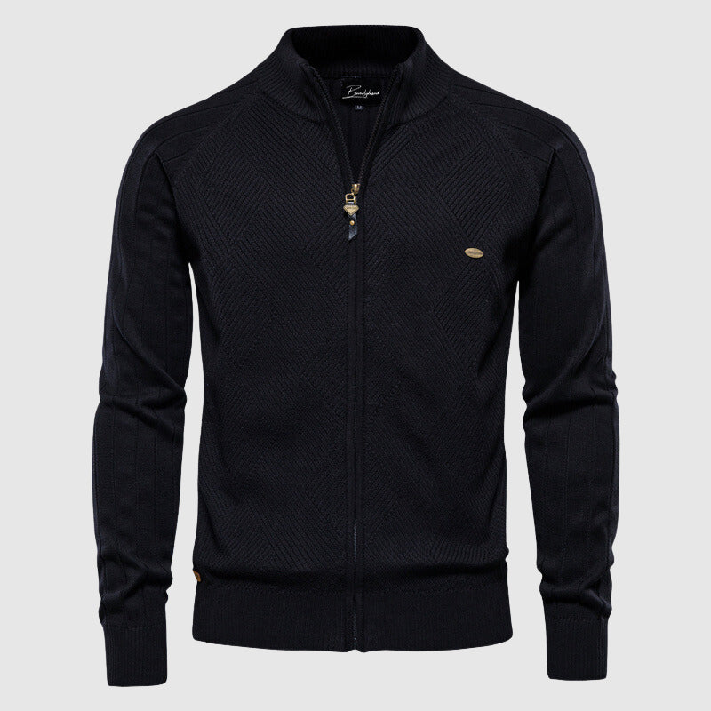 Men's Knit Crew Neck Zip Sweater