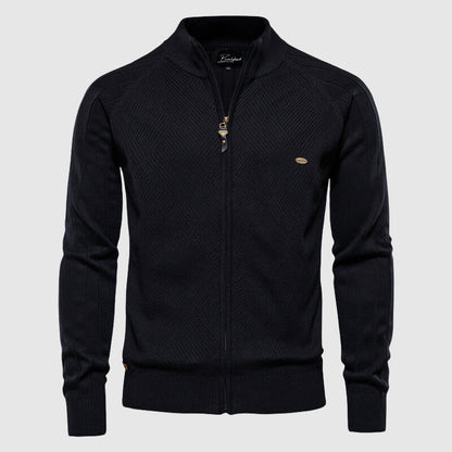 Men's Knit Crew Neck Zip Sweater