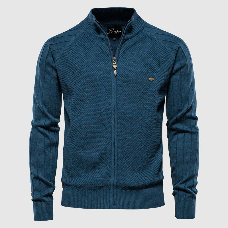 Men's Knit Crew Neck Zip Sweater