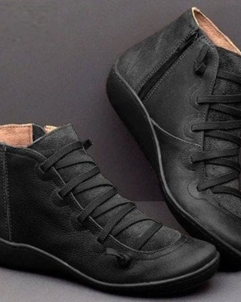 Genuine Leather Low Ankle Boots - Vossary