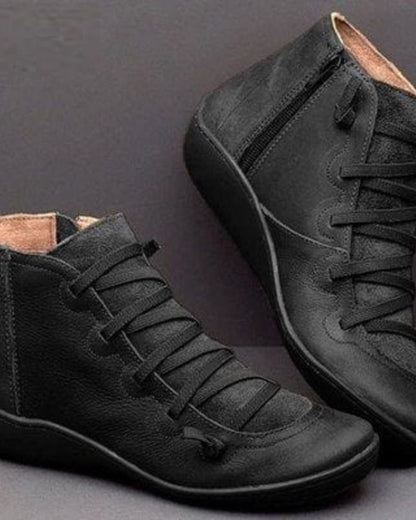 Genuine Leather Low Ankle Boots - Vossary