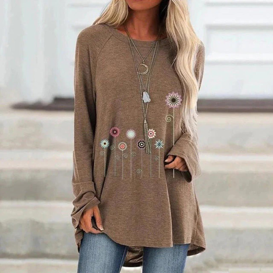 Comfortable Floral Embroidered Pullover Sweatshirt