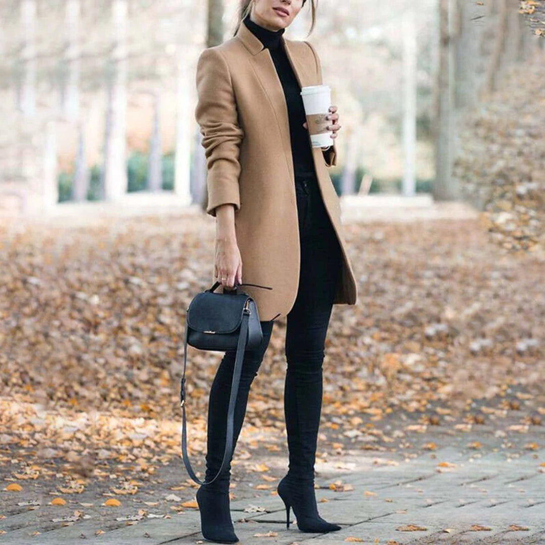 Classic Ladies Long Wool Overcoat - EasyApparels