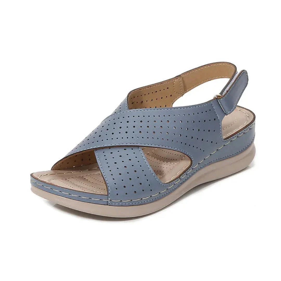 Buckle Ankle Strap Fake Leather Sandal