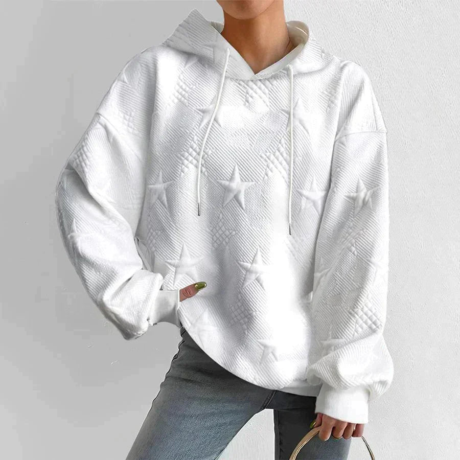 Relaxed Fit Star Pattern Women's Hoodie - EasyApparels
