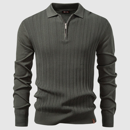 Classic Crew Neck Mid-Length Polo Sweater