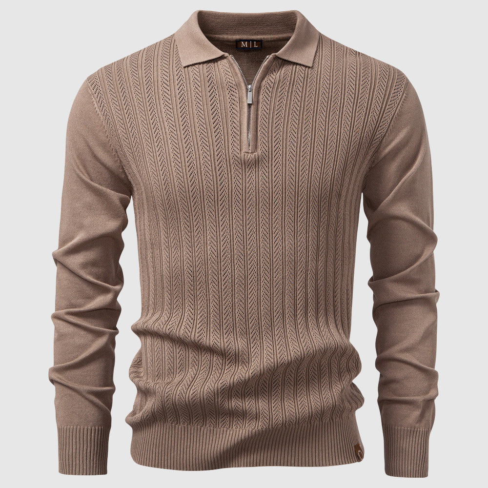Classic Crew Neck Mid-Length Polo Sweater