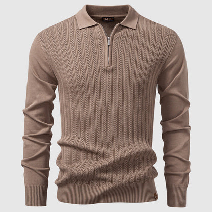 Classic Crew Neck Mid-Length Polo Sweater
