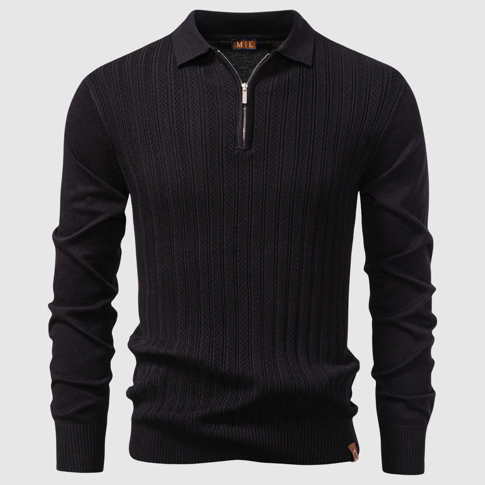 Classic Crew Neck Mid-Length Polo Sweater - EasyApparels