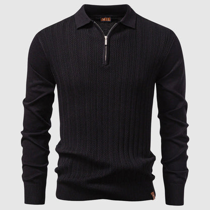 Classic Crew Neck Mid-Length Polo Sweater - EasyApparels