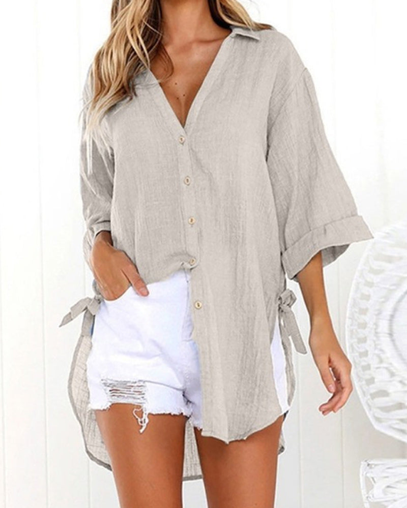 Comfy V-Neck Cotton Women's Casual Top