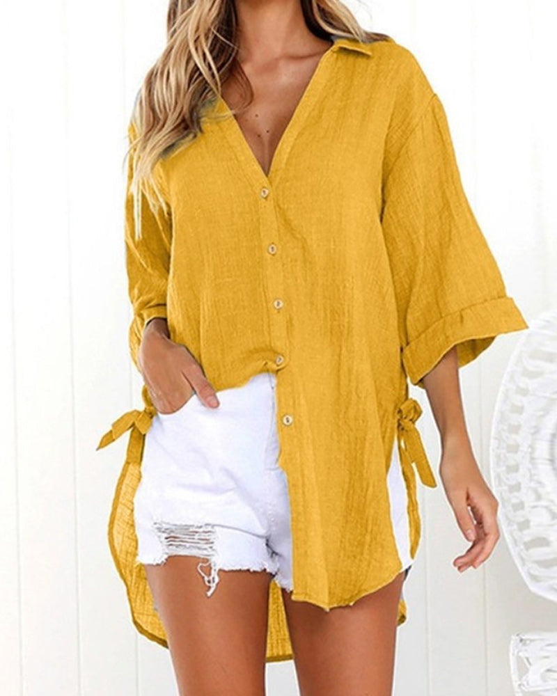 Comfy V-Neck Cotton Women's Casual Top