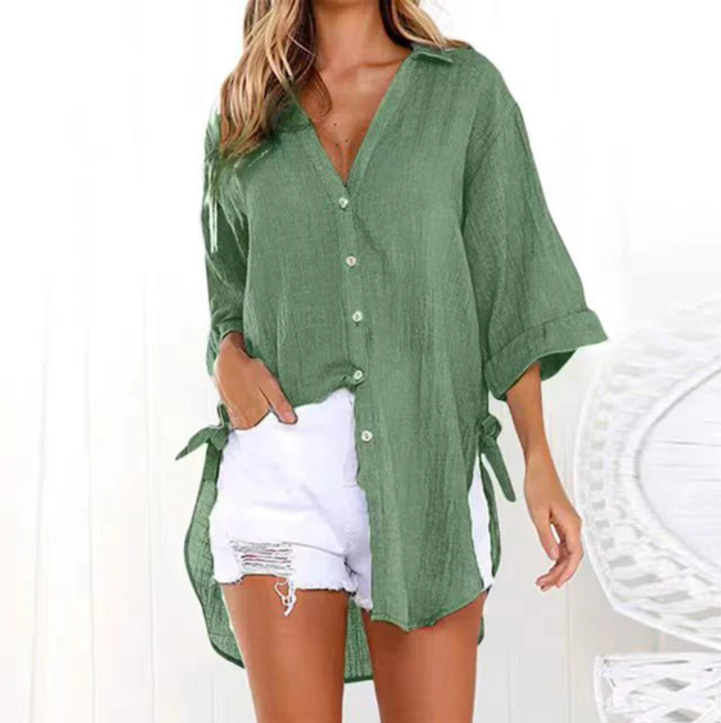 Comfy V-Neck Cotton Women's Casual Top