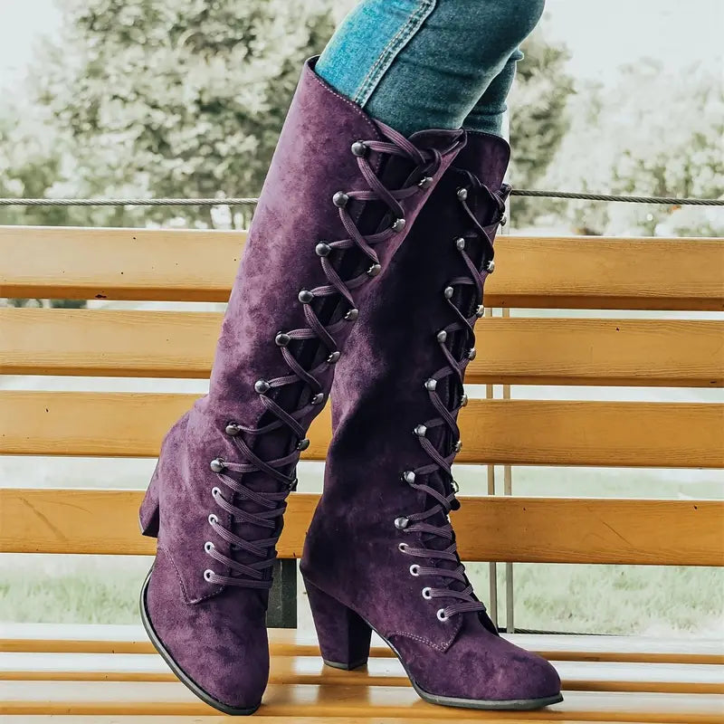Chic High Heel Lace-Up Ankle Boots - EasyApparels