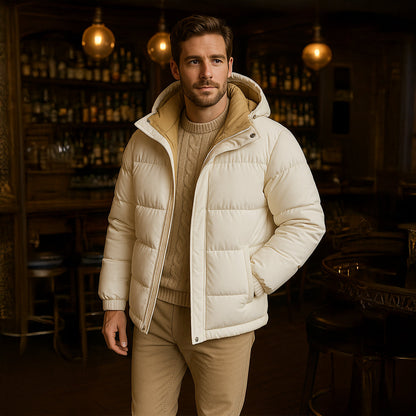 Warm Waterproof Men's Down Hooded Parka Jacket
