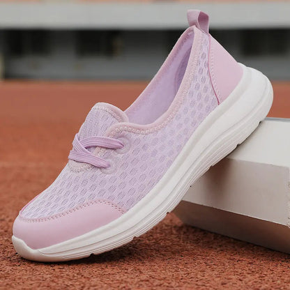 Breathable Women's Walking Sneakers - Easy Slip On Shoes