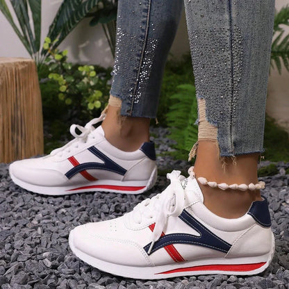Comfy White Stripe Women's Sneakers - EasyApparels