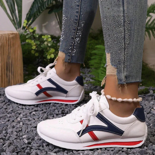 Comfy White Stripe Women's Sneakers - EasyApparels