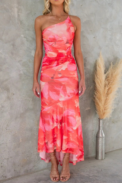 Ladies Elegant Floral A-Line Midi Dress - EasyApparels