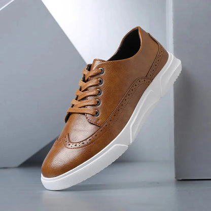 Classic Brown Fake Leather Shoes - EasyApparels