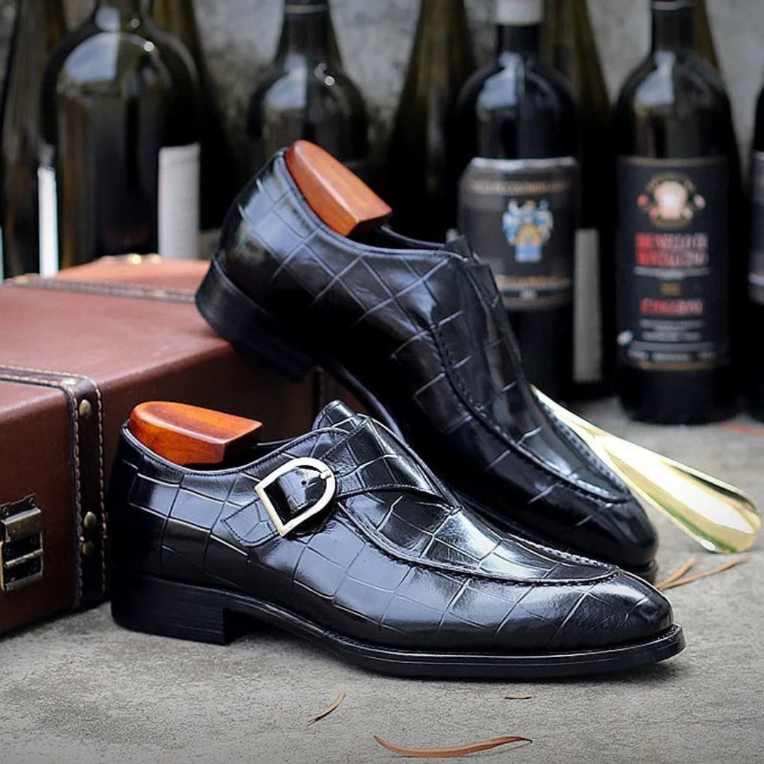 Elegant Leather Monk Strap Shoes - EasyApparels