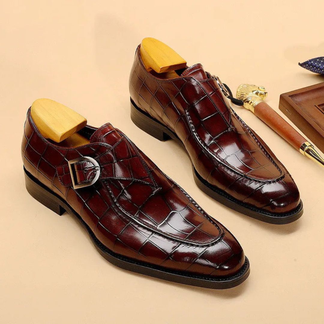 Elegant Leather Monk Strap Shoes