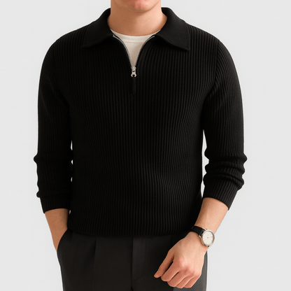 Soft Knit Half Zip Polo Pullover Sweater - Vossary