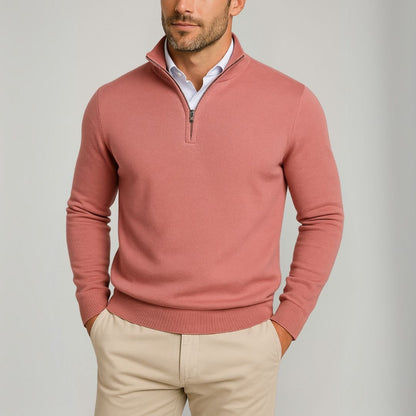 Quarter Zip High Neck Pullover Sweater - Vossary