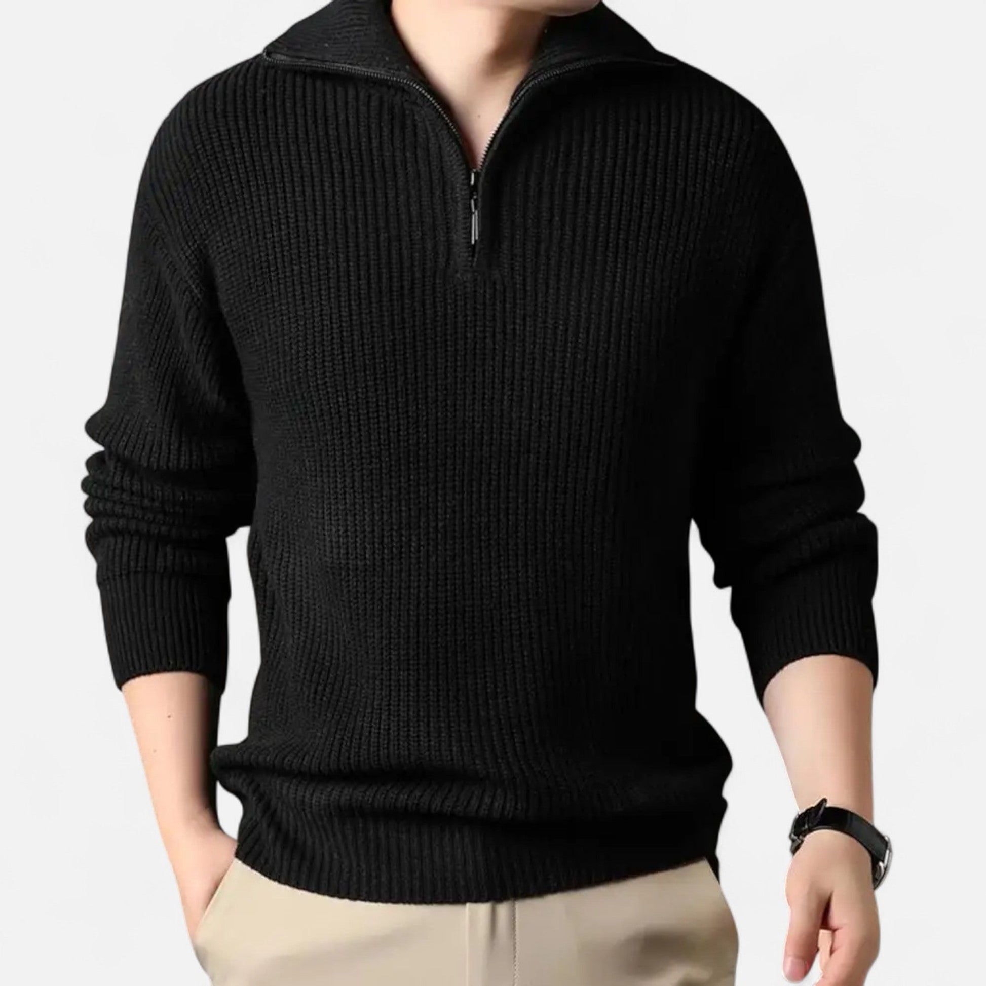 Warm Wool Mix Half Zip Jumper - Vossary