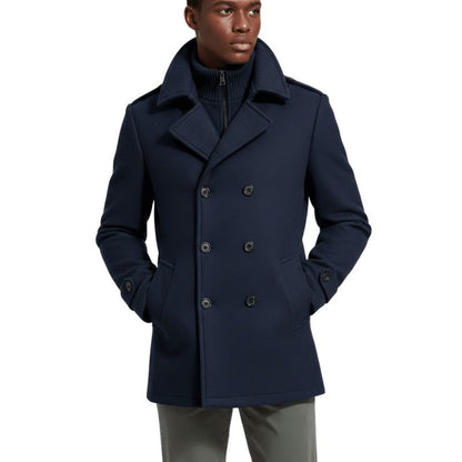 Classic Dark Blue Wool Coat