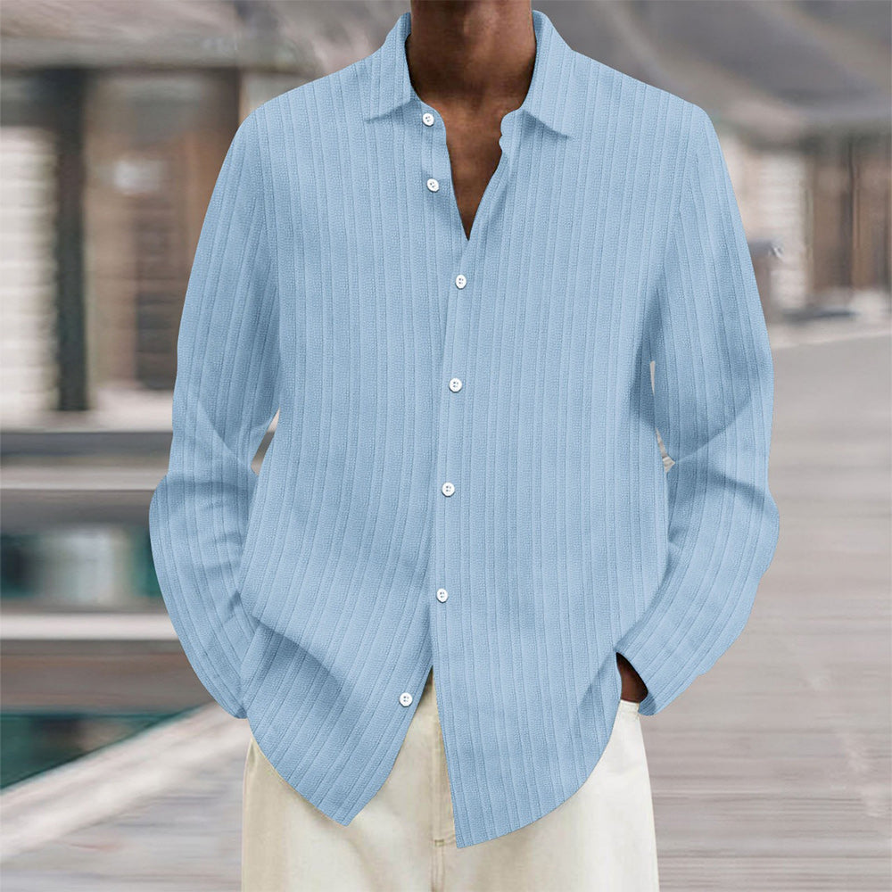 Classic Navy Blue Striped Men's Shirt