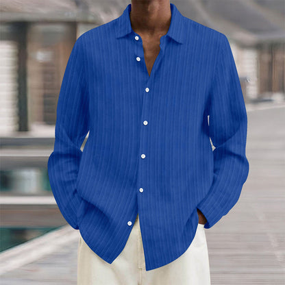 Classic Navy Blue Striped Men's Shirt