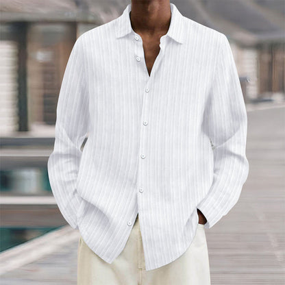 Classic Navy Blue Striped Men's Shirt