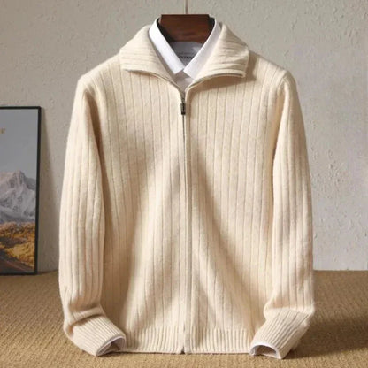 Warm Textured Zipper Wool Sweater