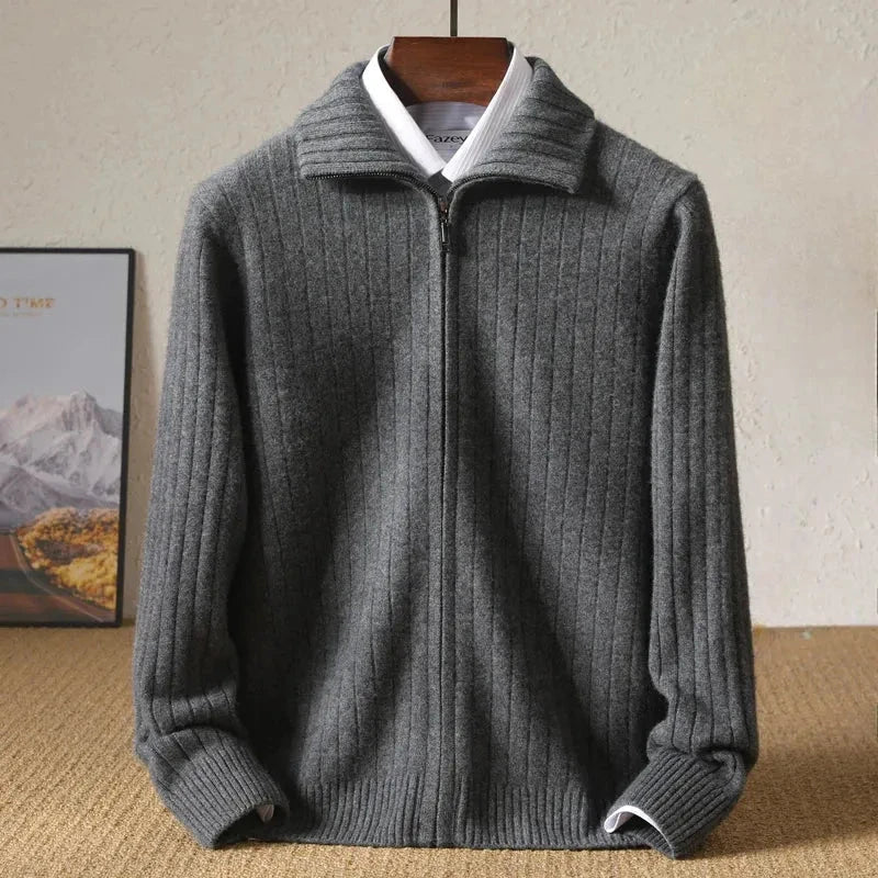 Warm Textured Zipper Wool Sweater