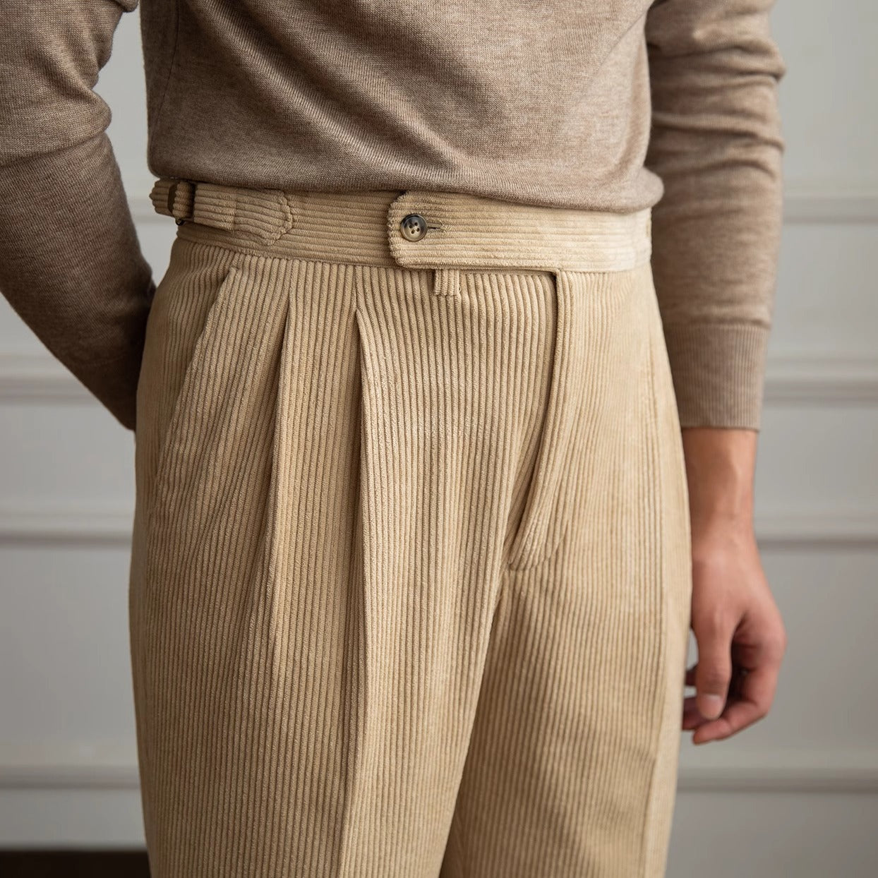Comfortable Fit Casual Pleated Mens Trousers - Vossary