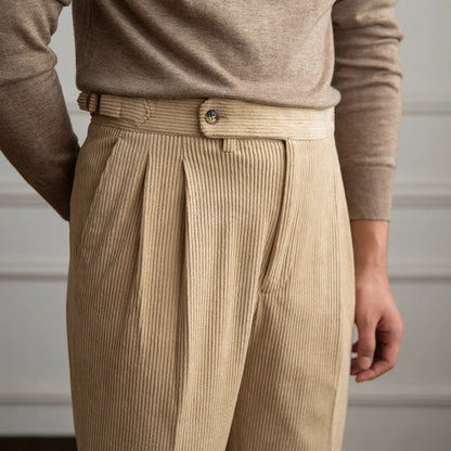 Comfortable Fit Casual Pleated Mens Trousers - Vossary
