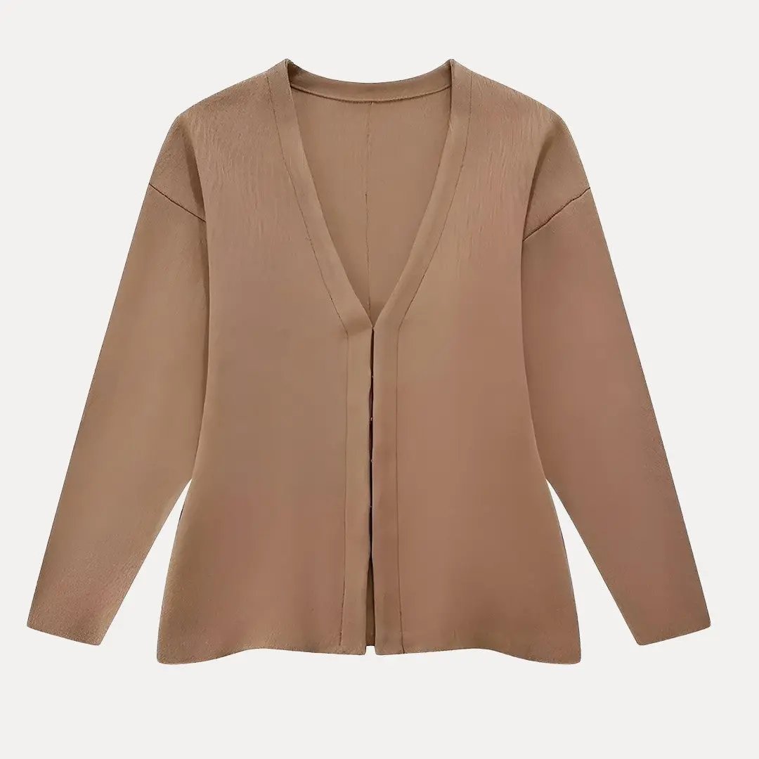 Cozy Open Front V Neck Sweater Cardigan - EasyApparels